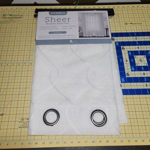 FINAL PRICE*** R Home Spiral Sheer Grommet Top Set of 2 Curtain Panel 84 In
